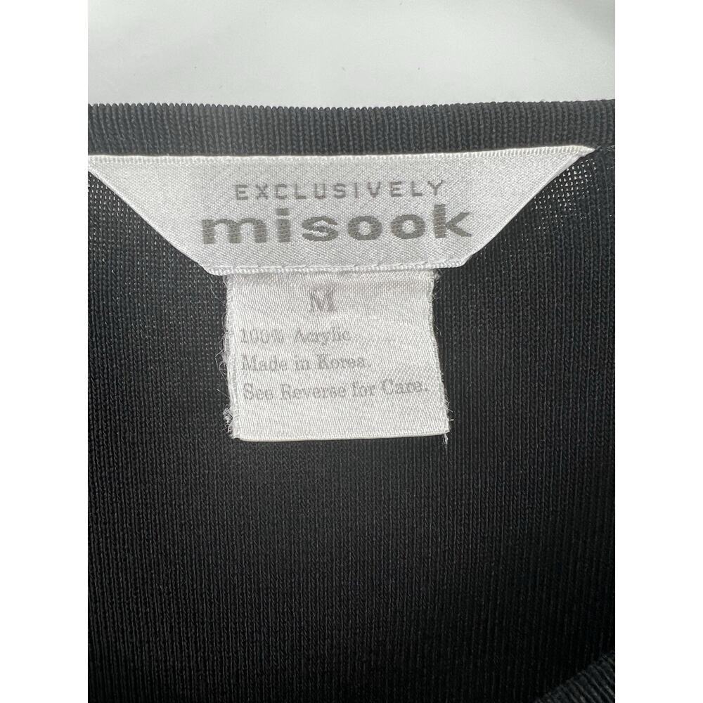 Misook Women’s Short Sleeve V Neck Lightweight Sweater Black Purple Stripe M - Picture 4 of 8